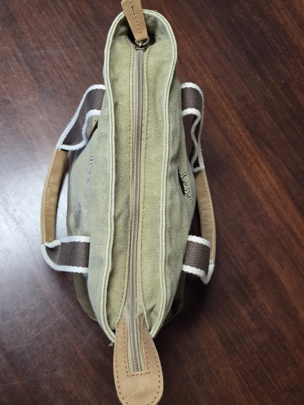 L.l. Bean Boat Tote Mini Canvas Moose Embroidered Tote Bag, Zip Top - Picture 7 of 10